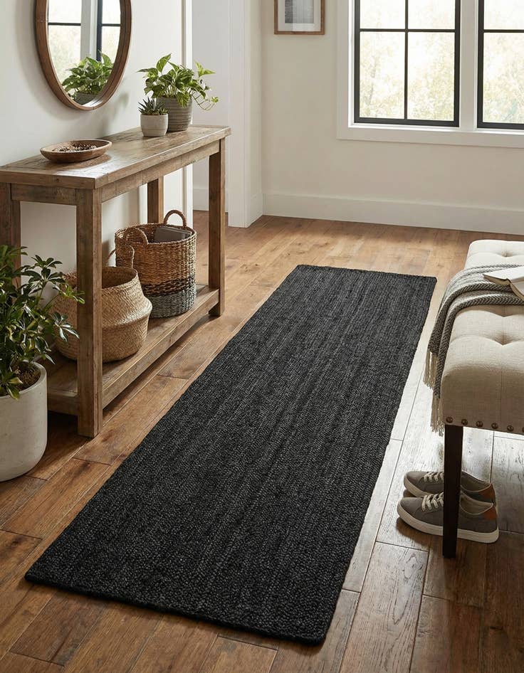 Detail image of 2' 7 x 9' 10  Hand Braided Jute Runner Rug