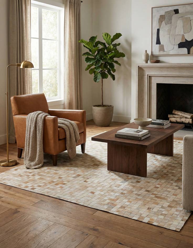 Detail image of 5' 2 x 7' 11 Cowhide Stocks Rug