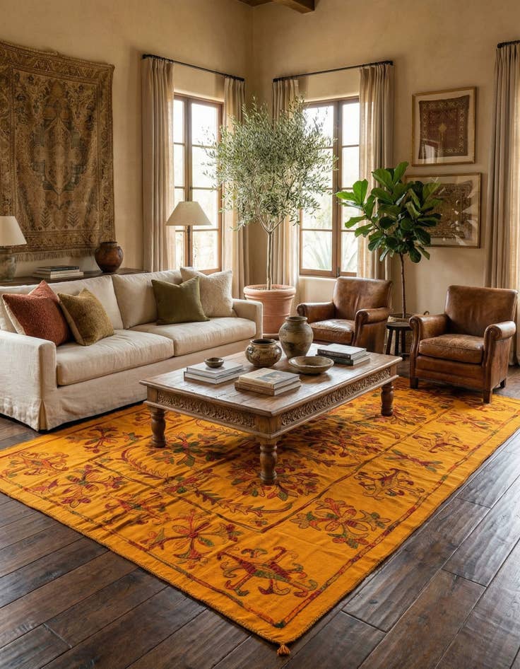 Detail image of 6' 8 x 9' 8  Hand Woven Kilim Suzani Wool Rug