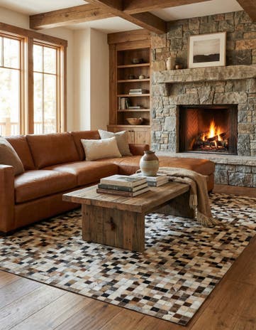 5' x 7' 9 Cowhide Leather Rug