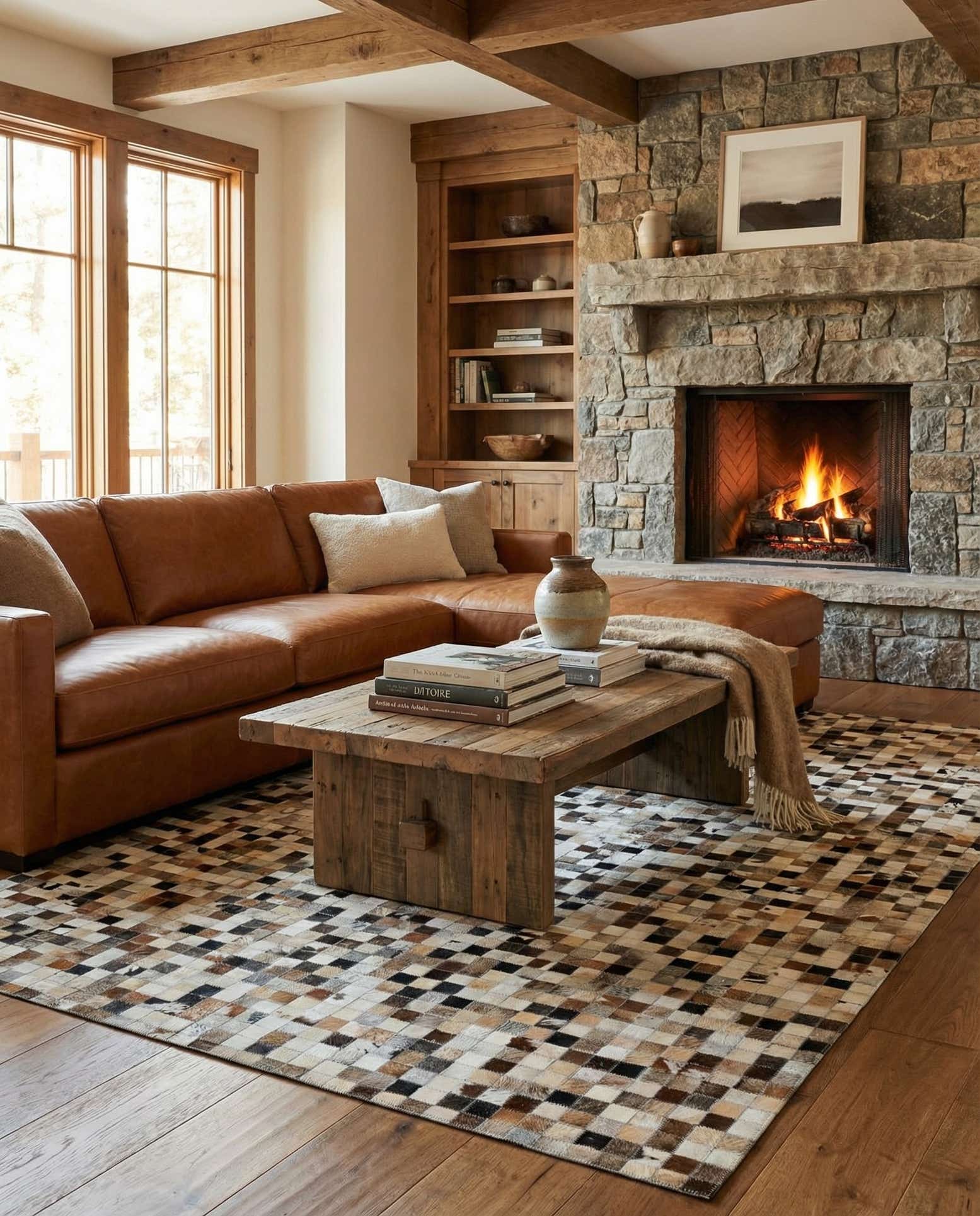 5' x 7' 9 Cowhide Leather Rug