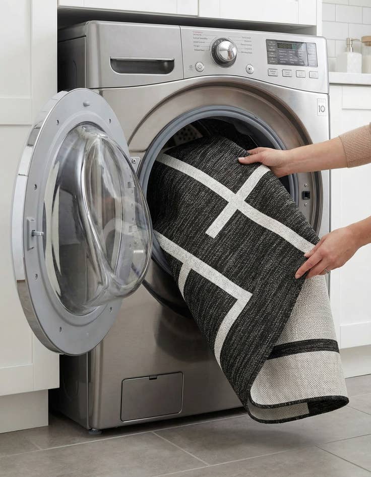 Detail image of  7' 10 x 7' 10  Washable Modern Indoor / Outdoor Round Rug