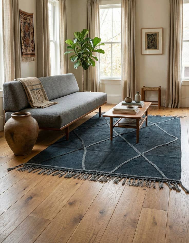 Detail image of 3' 5 x 5'  Hand Woven Kilim Modern Wool Rug