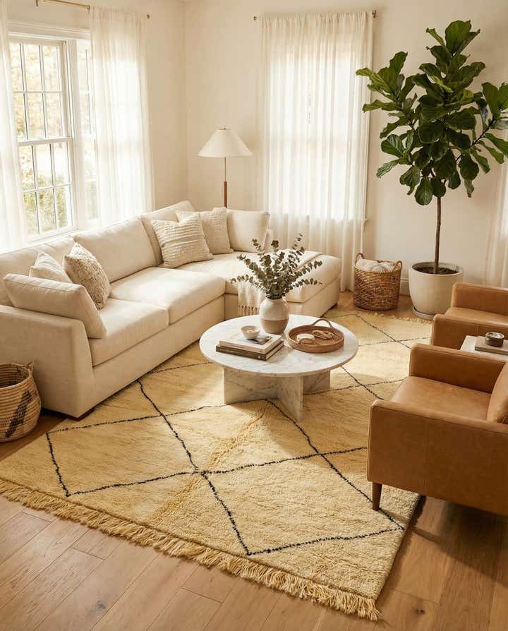 6' 5 x 9' 10 Hand Knotted Moroccan Wool Rug