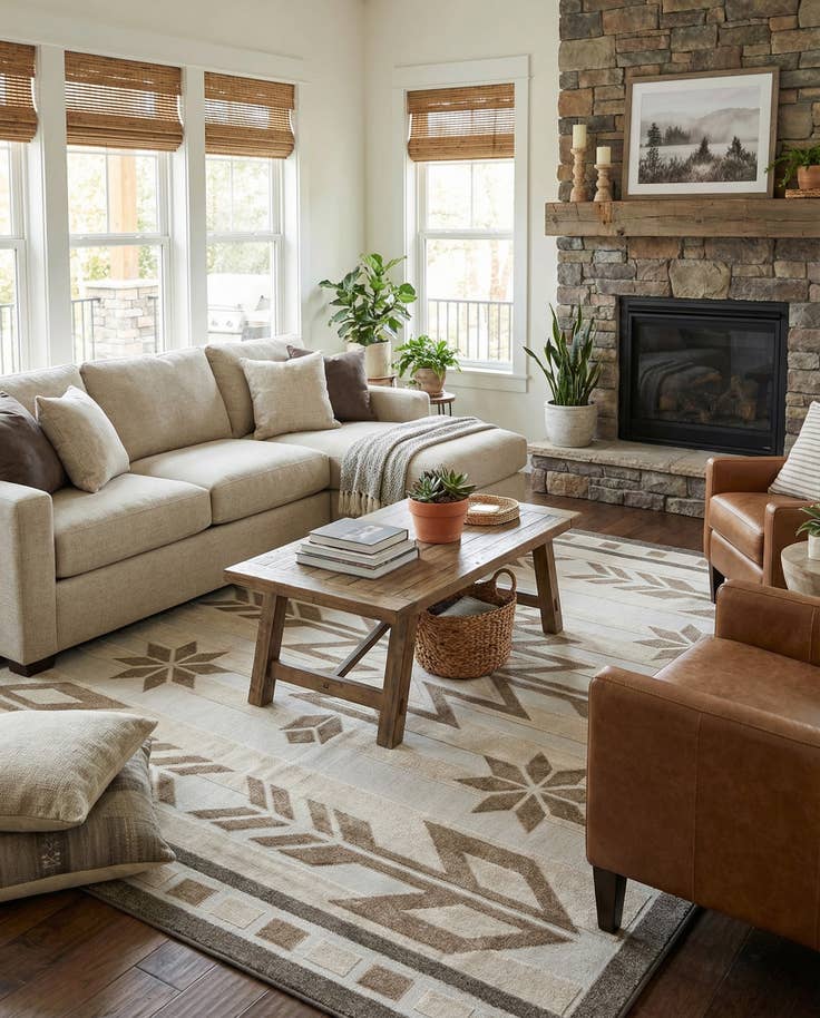 Detail image of 10' x 13' Easy-Clean Modern Indoor / Outdoor Rug