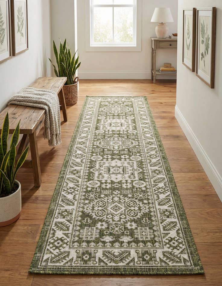 Detail image of 2' x 8'  Washable Aztec Indoor / Outdoor Runner Rug