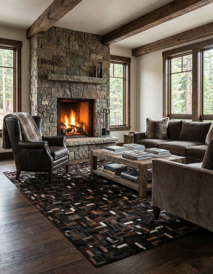 Detail image of  5' x 7' 11 Cowhide - Patchwork Rug