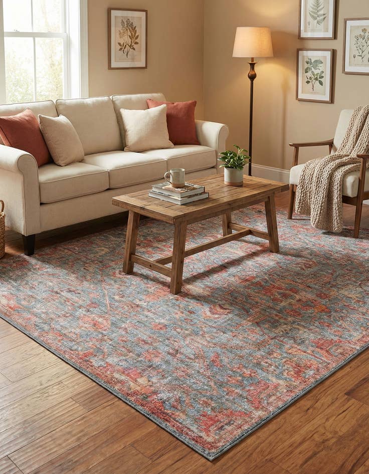 Detail image of 7' 3 x 7' 3  Washable Nostalgia Square Rug