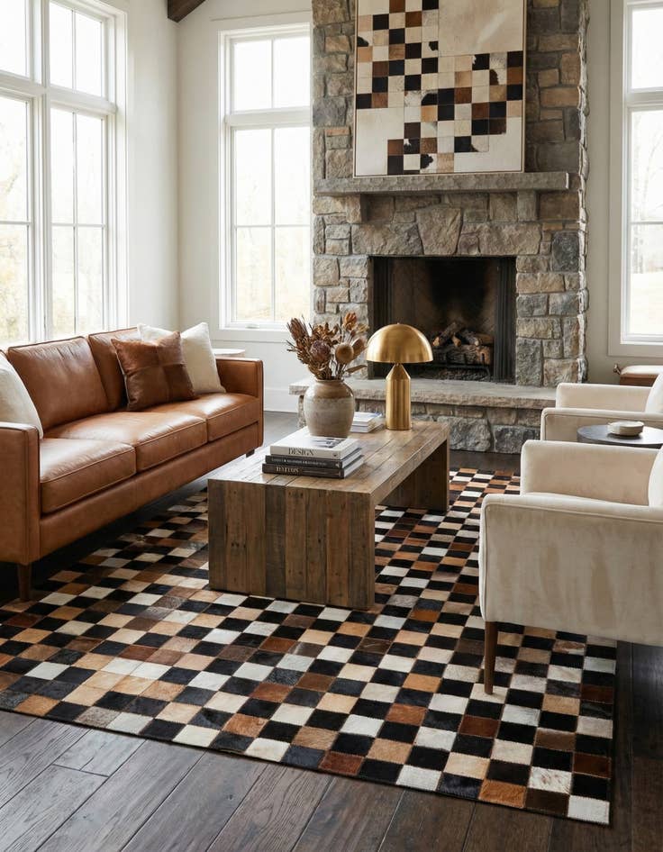 Detail image of 5' x 8' Cowhide Leather Rug