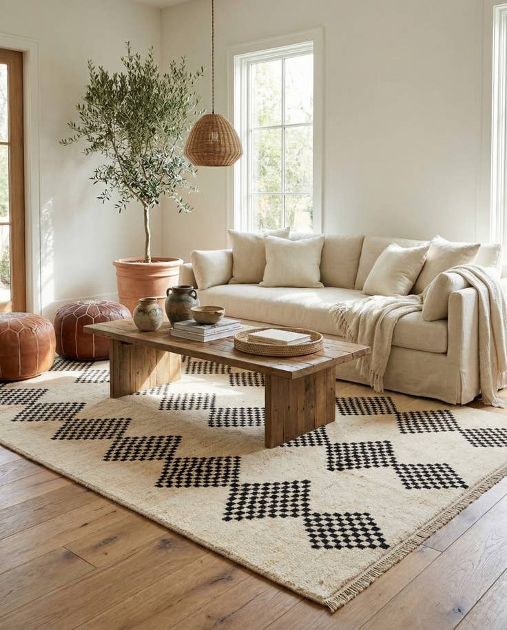 Detail image of 5' 7 x 7' 7 Hand Knotted Moroccan Wool Rug