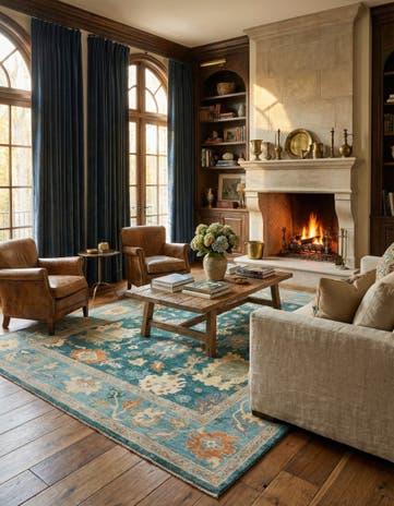 7' 10 x 10' Hand Knotted Oushak Wool Rug
