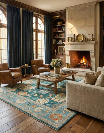 7' 10 x 10' Hand Knotted Oushak Wool Rug