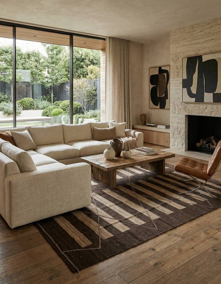 Detail image of 12' 9 x 13' 5  Hand Woven Kilim Modern Wool Square Rug