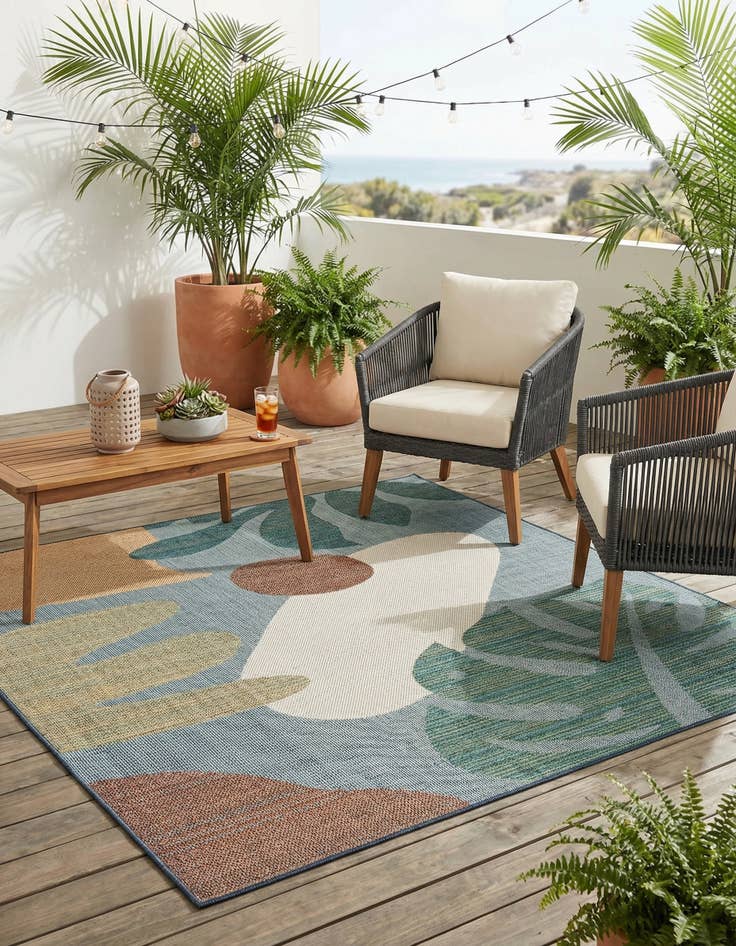 Detail image of 7' 10 x 7' 10  Washable Baja Indoor / Outdoor Square Rug