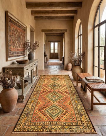4' 7 x 8' 8 Gabbeh Wool Runner Rug