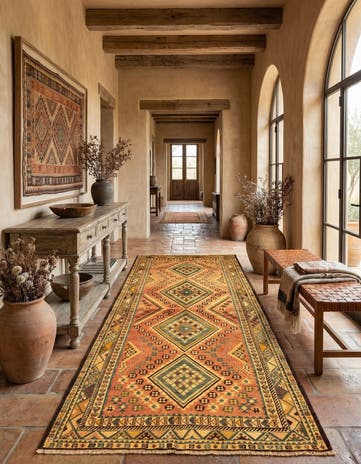 4' 7 x 8' 8 Gabbeh Wool Runner Rug