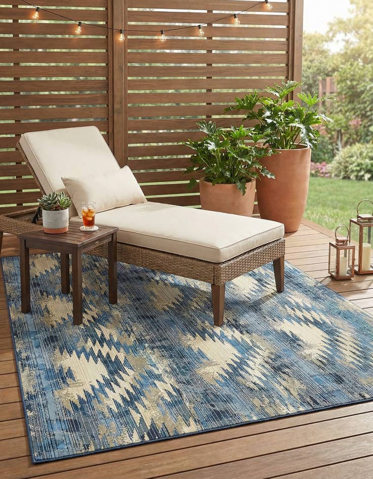 Detail image of 4' x 6'  Washable Modern Indoor / Outdoor Rug