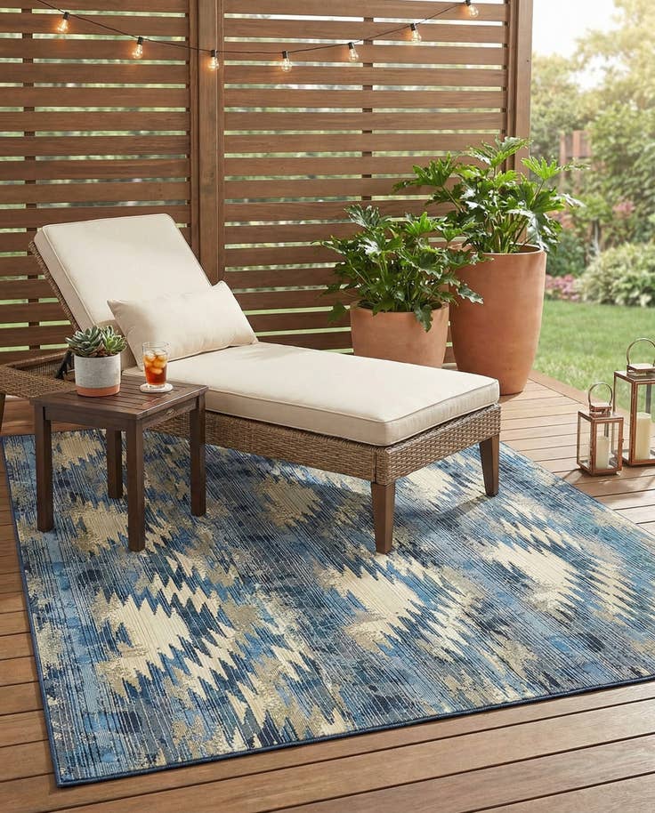 Detail image of 4' x 6' Easy-Clean Modern Indoor / Outdoor Rug