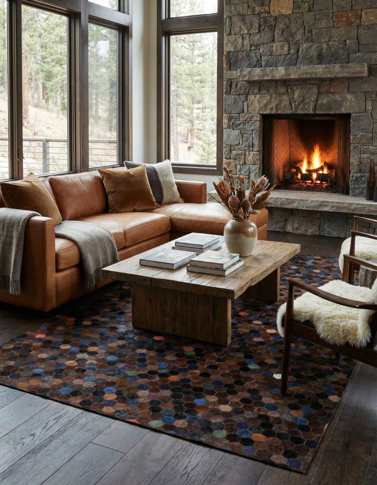 Detail image of 5' 1 x 7' 11 Cowhide Stocks Rug