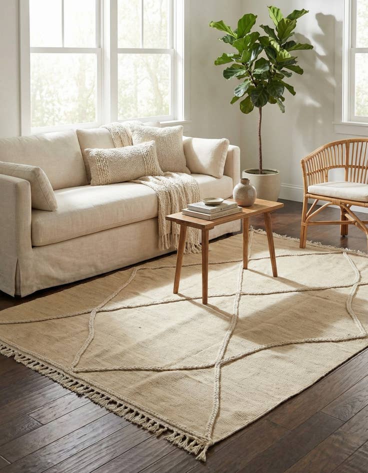 Detail image of  4' 2 x 6' 1  Hand Knotted Moroccan Wool Rug