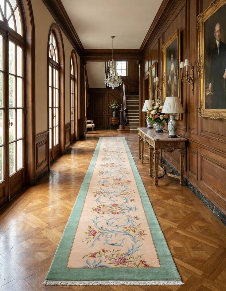 Detail image of 3' 5 x 21' 1  Hand Knotted Kerman Persian Runner Rug