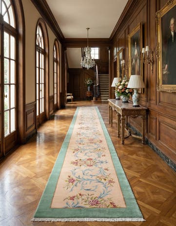 3' 5 x 21' 1 Hand Knotted Kerman Persian Runner Rug