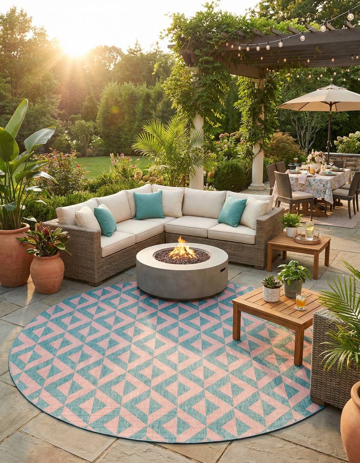Detail image of 13' x 13'  Washable Jill Zarin Napa Indoor / Outdoor Round Rug