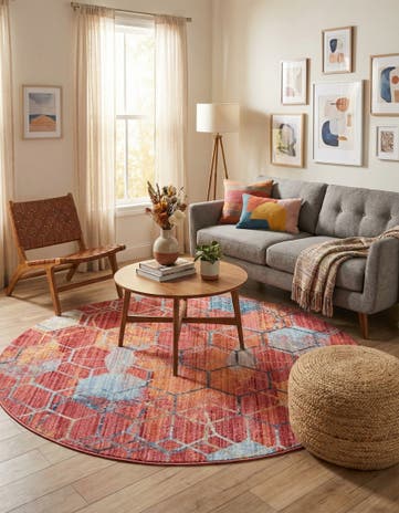 Red Andromeda Round Rug