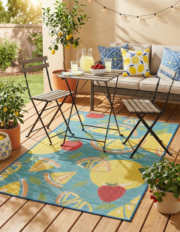Detail image of 4' 1 x 6' 1  Washable Baja Indoor / Outdoor Rug