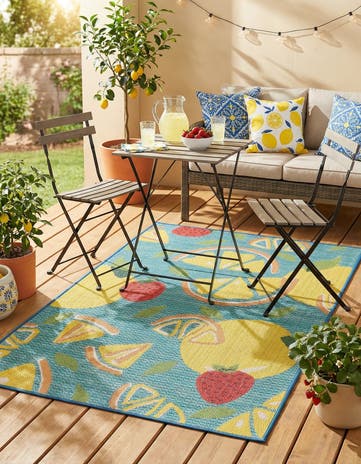 Blue Easy-Clean Baja Indoor / Outdoor Rug