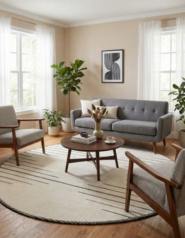 Ivory White Prismatic Round Rug