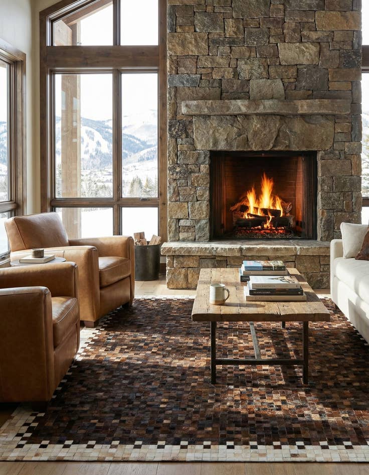 Detail image of 8' 2 x 9' 10 Cowhide Stocks Rug