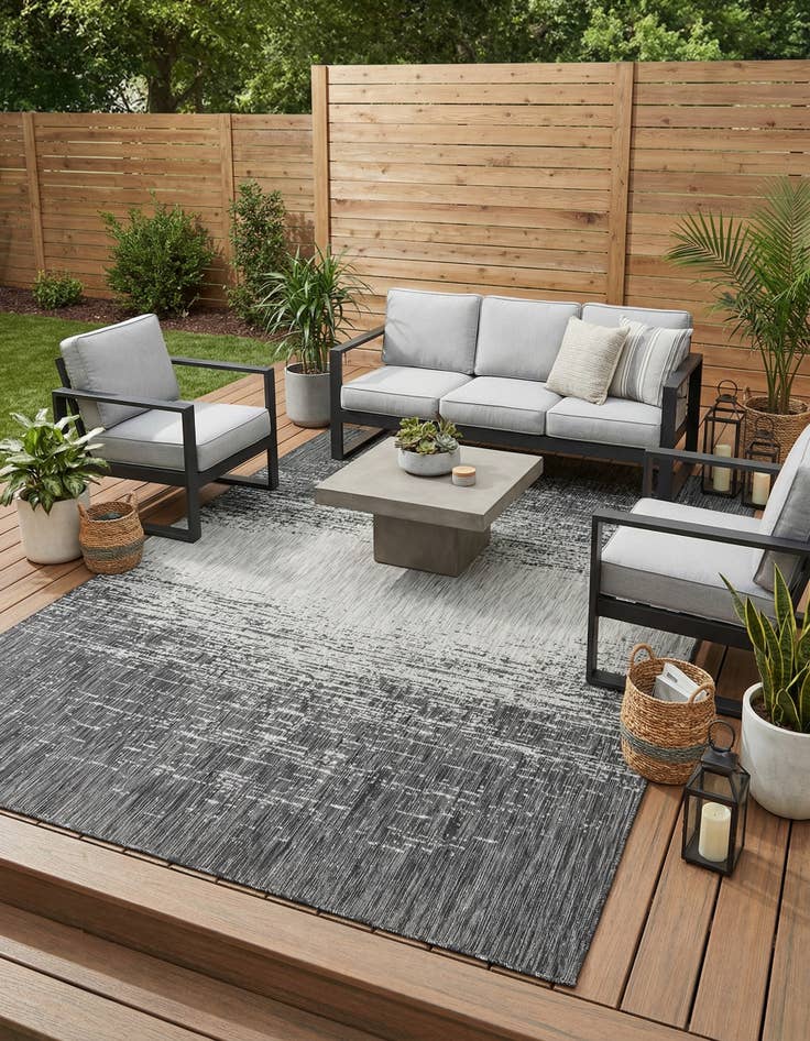 Detail image of 7' 10 x 11'  Washable Modern Indoor / Outdoor Rug