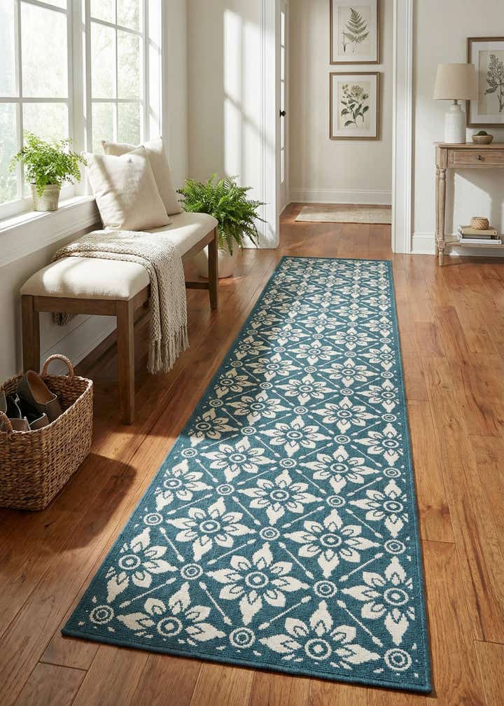 2' 7 x 12' Easy-Clean Trellis Indoor / Outdoor Runner Rug