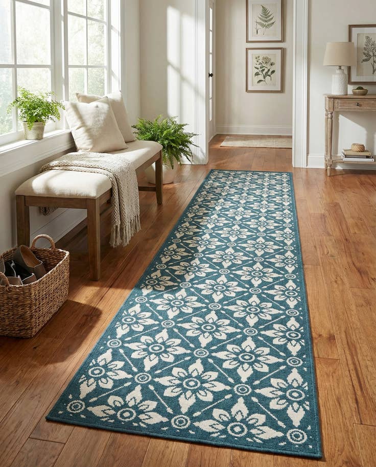 Detail image of 2' 7 x 12' Easy-Clean Trellis Indoor / Outdoor Runner Rug