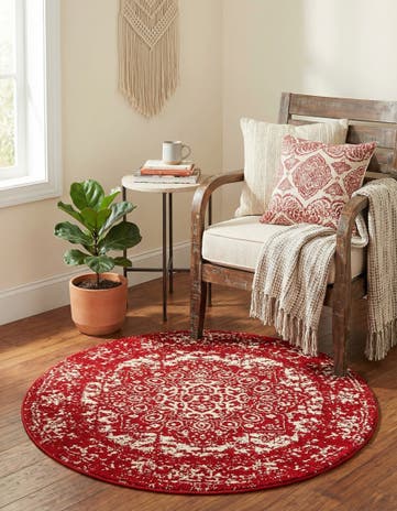 Red Arlington Round Rug