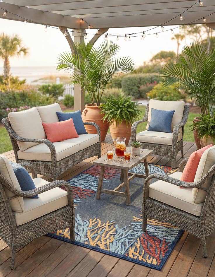 Detail image of 5' x 7' 7  Washable  Indoor / Outdoor Rug