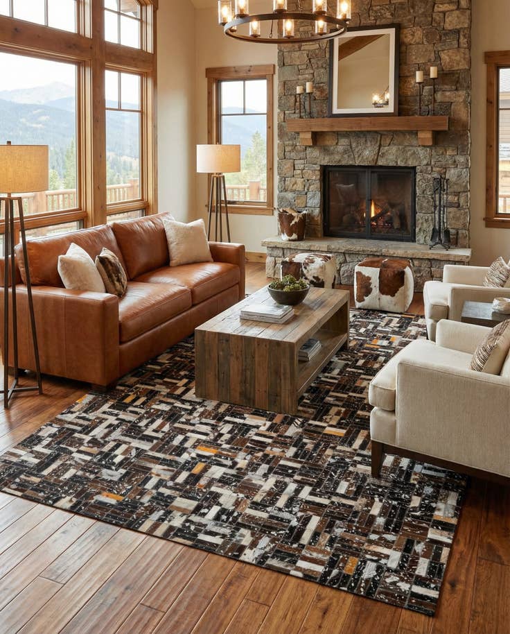 Detail image of 4' 11 x 7' 10 Cowhide - Patchwork Rug