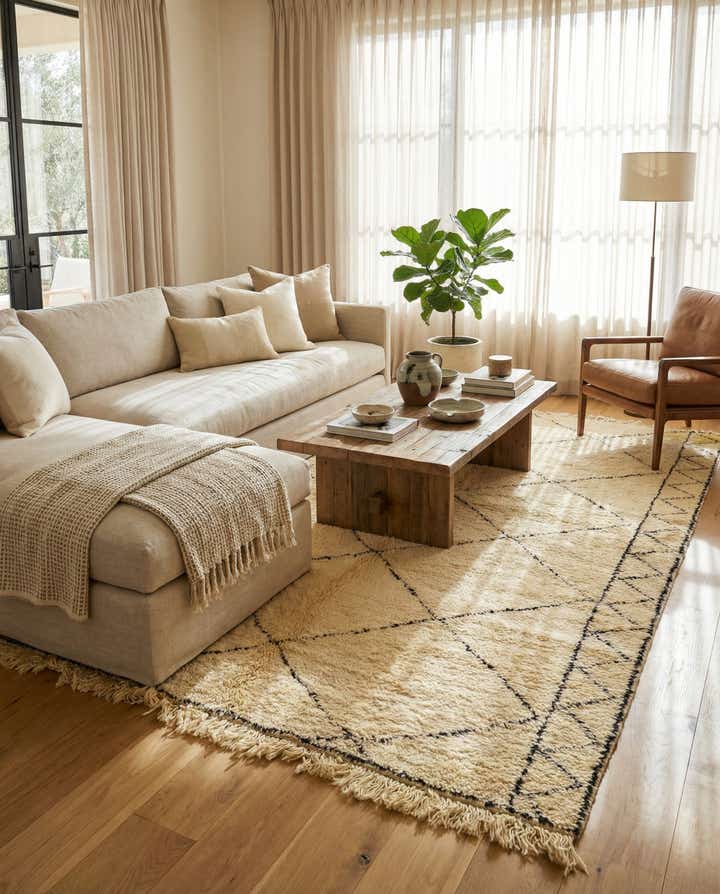 6' 7 x 10' 2 Hand Knotted Moroccan Wool Rug