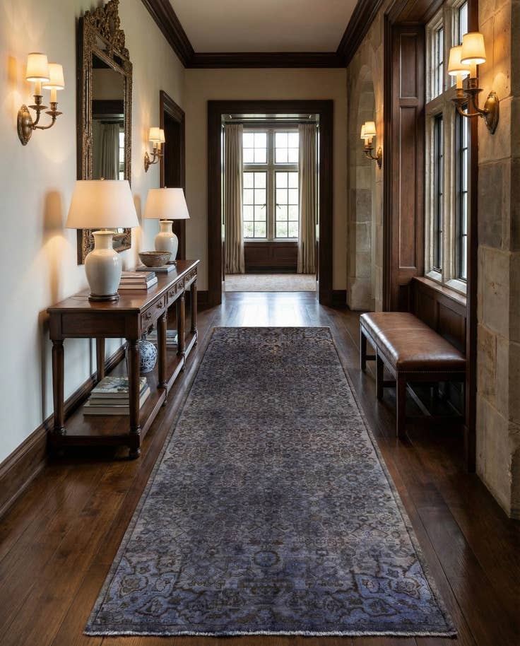 Detail image of 3' 10 x 9' 11 Hamedan Runner Rug