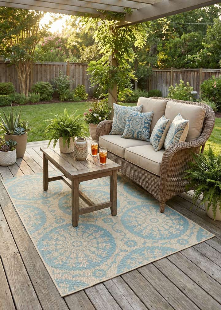 4' x 6' Easy-Clean Botanical Indoor / Outdoor Rug