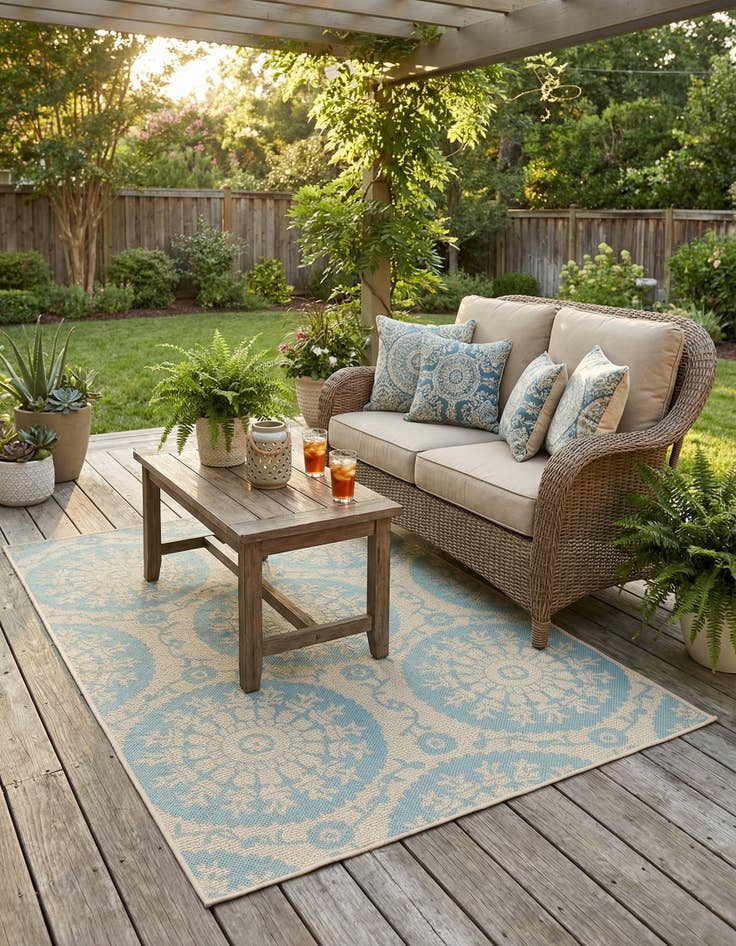 Detail image of 4' x 6' Easy-Clean Botanical Indoor / Outdoor Rug