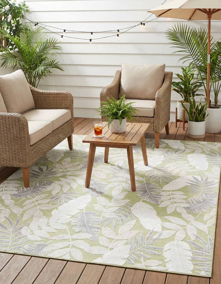 Detail image of 8' 2 x 10'  Washable Botanical Indoor / Outdoor Rug