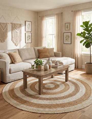 8' x 8' Handmade Braided Jute Round Rug