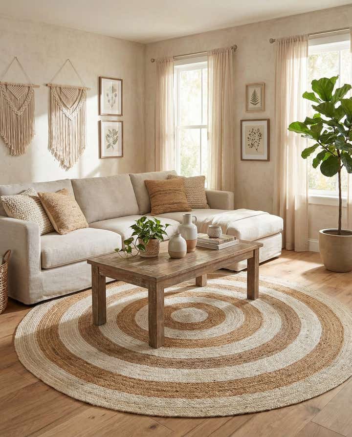 8' x 8' Handmade Braided Jute Round Rug