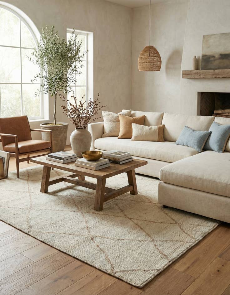 Detail image of 6' 5 x 8' 7  Hand Knotted Moroccan Wool Rug