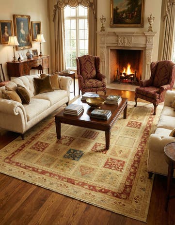 6' 10 x 9' 4 Hand Knotted Peshawar Ziegler Rug