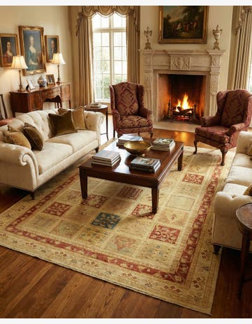 6' 10 x 9' 4 Hand Knotted Peshawar Ziegler Rug