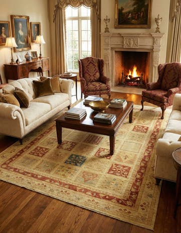 6' 10 x 9' 4 Hand Knotted Peshawar Ziegler Rug