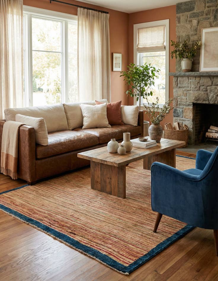 Detail image of  4' x 5' 8  Hand Knotted Modern Ziegler Rug